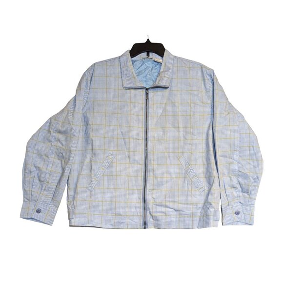 Vintage Line Up Golf Jacket XL Blue Plaid Zip-Up Golf Club Zipper Pull - Picture 1 of 7